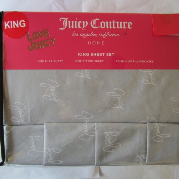 Juicy Couture King Sheets Set 6 Pieces Gray Juicy Writing Home Bedding Bed